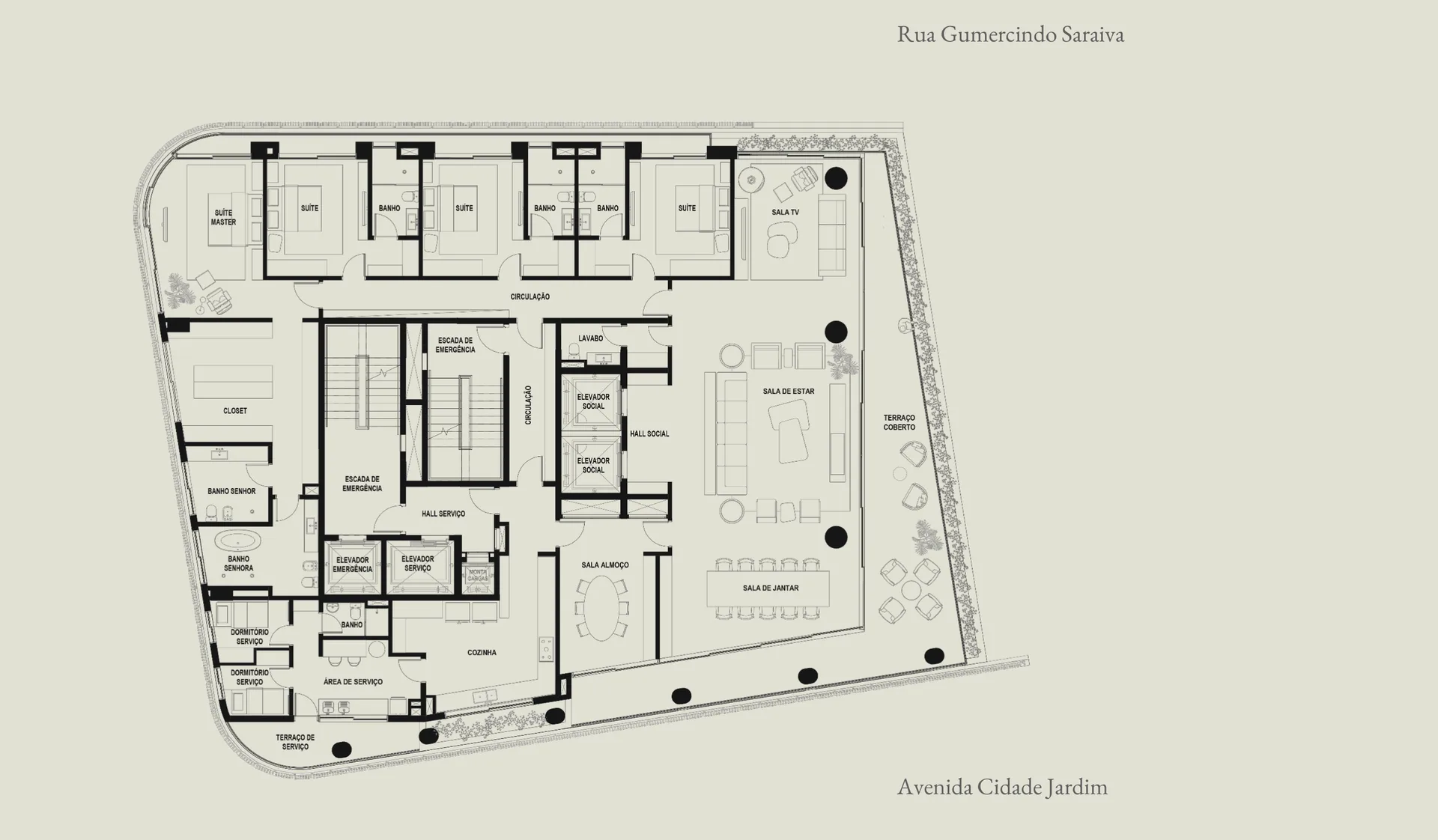 280 ART Boulevard, planta do 12º pavimento com 600 m² privativos e 4 suítes, curadoria iApartamentos, Itaim Bibi
