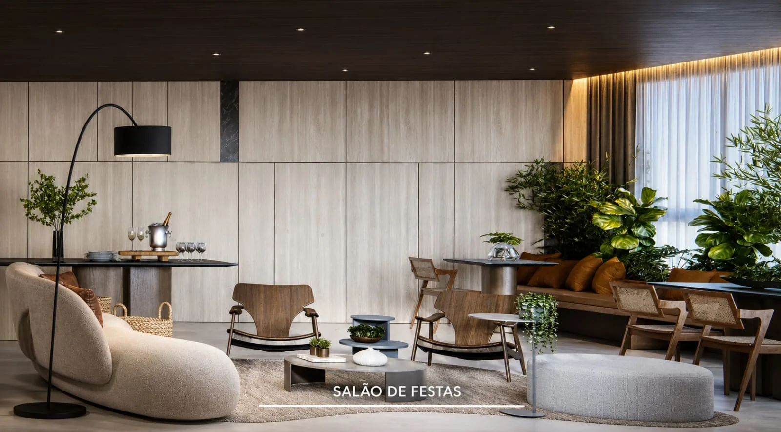 Althea by Mitre, salão de festas com paisagismo interno, curadoria iApartamentos, Campo Belo