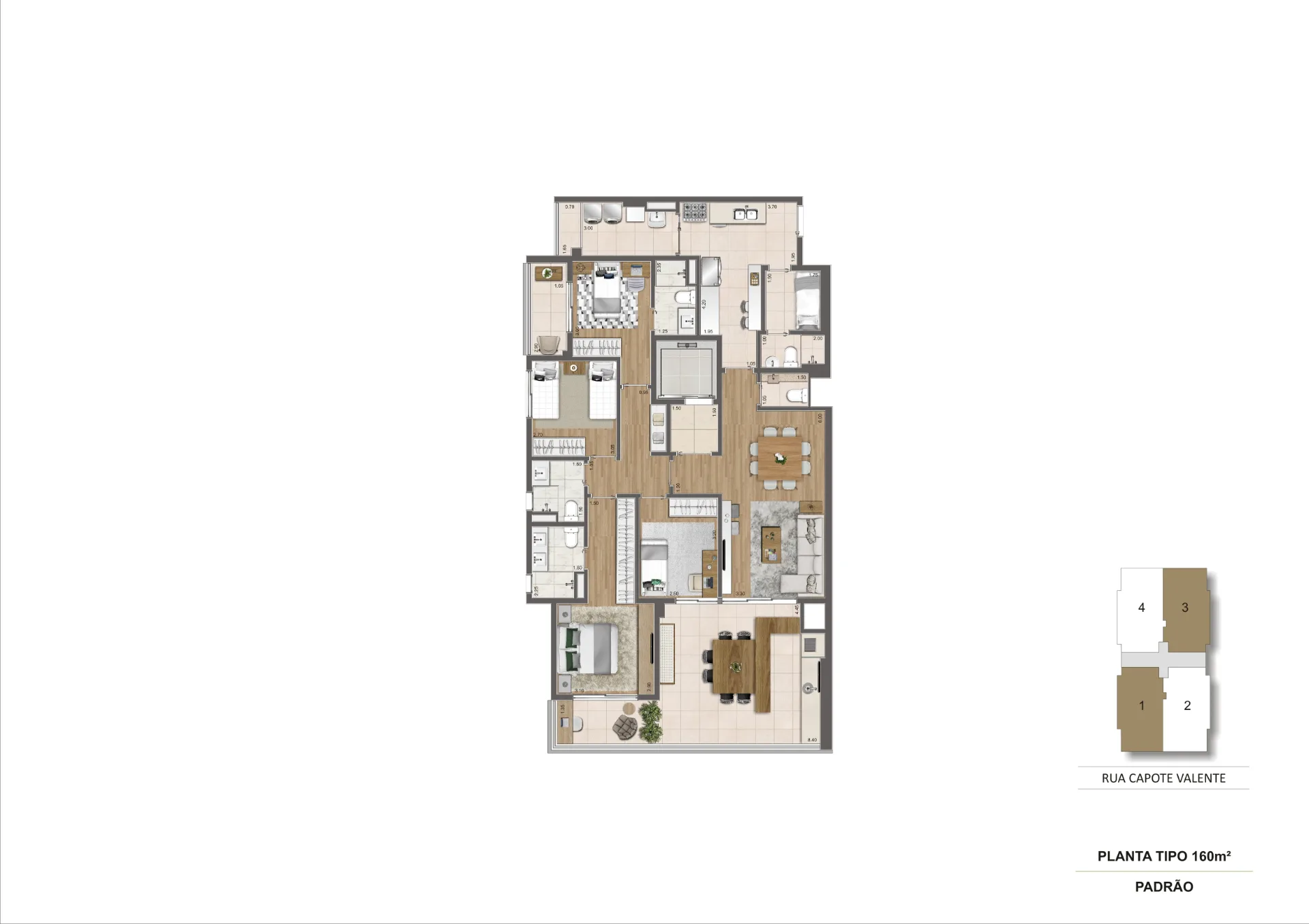 Cyrela Haus by YOO, planta padrão de 160 m², curadoria iApartamentos, Pinheiros