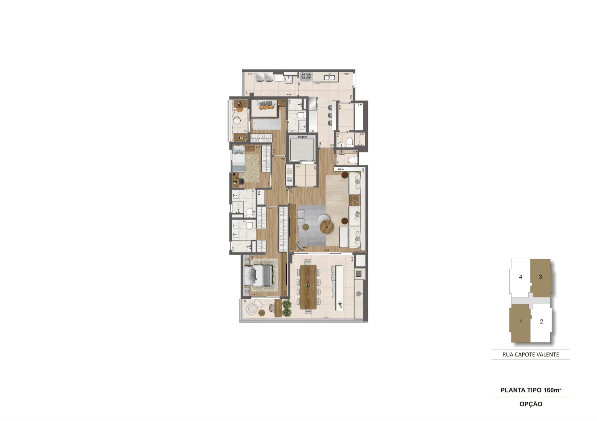 Cyrela Haus by YOO, planta opção de 160 m², curadoria iApartamentos, Pinheiros