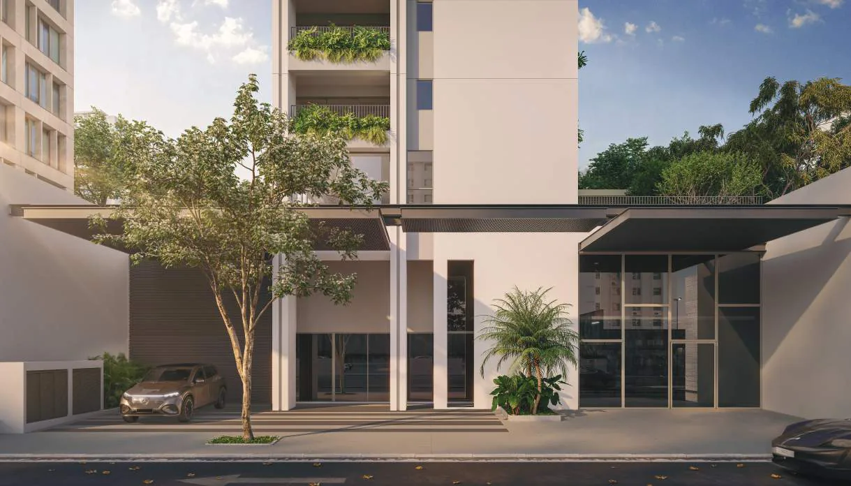 Edifício Paulistano, porte-cochère com acesso social e de veículos na Rua Augusta, curadoria iApartamentos, Jardins