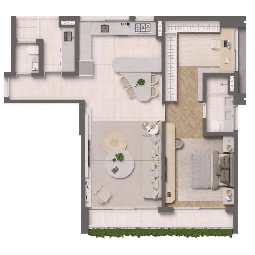 Edifício Paulistano, opção de planta de 103 m² com 1 suíte e cozinha ampliada, curadoria iApartamentos, Jardins