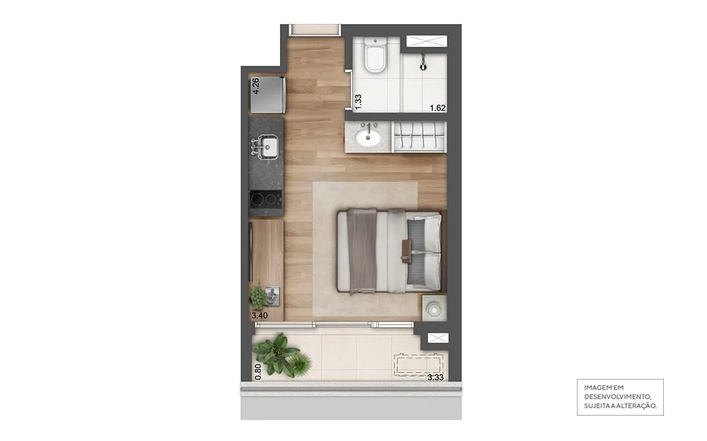 Go Marquise, planta de studio, curadoria iApartamentos, Vila Mariana