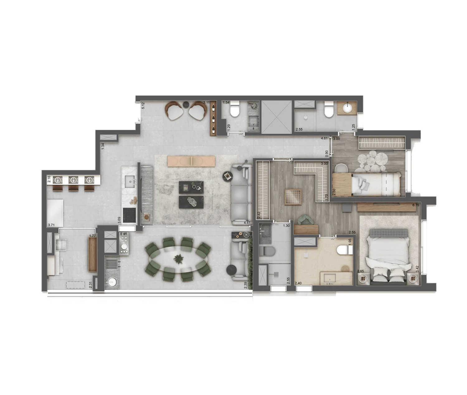 Haus Mitre Campo Belo, planta opção de 109 m² com 2 suítes, curadoria iApartamentos, Campo Belo
