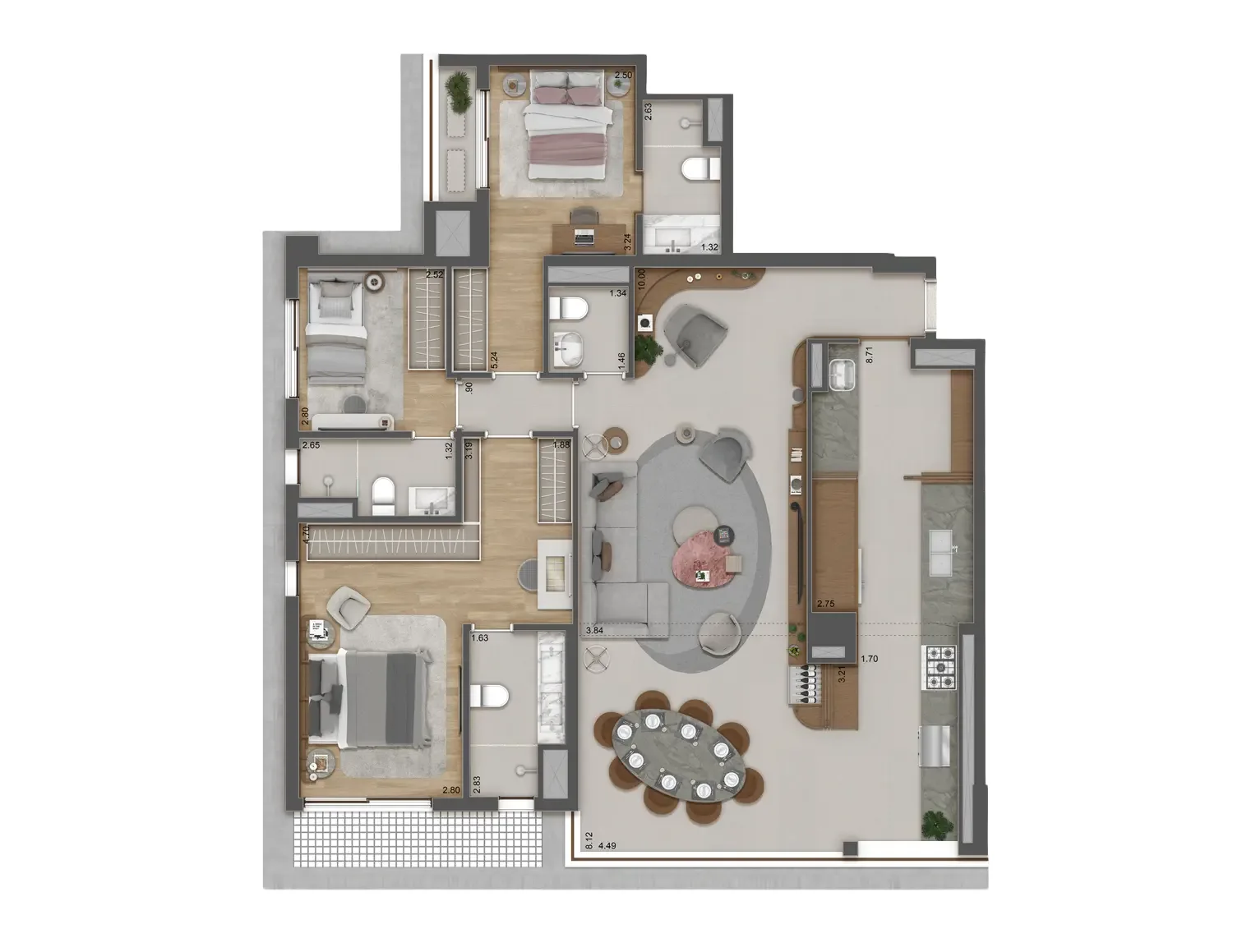 Haus Mitre Jardins, planta de 132 m² decorado com 4 dormitórios, curadoria iApartamentos, Jardins