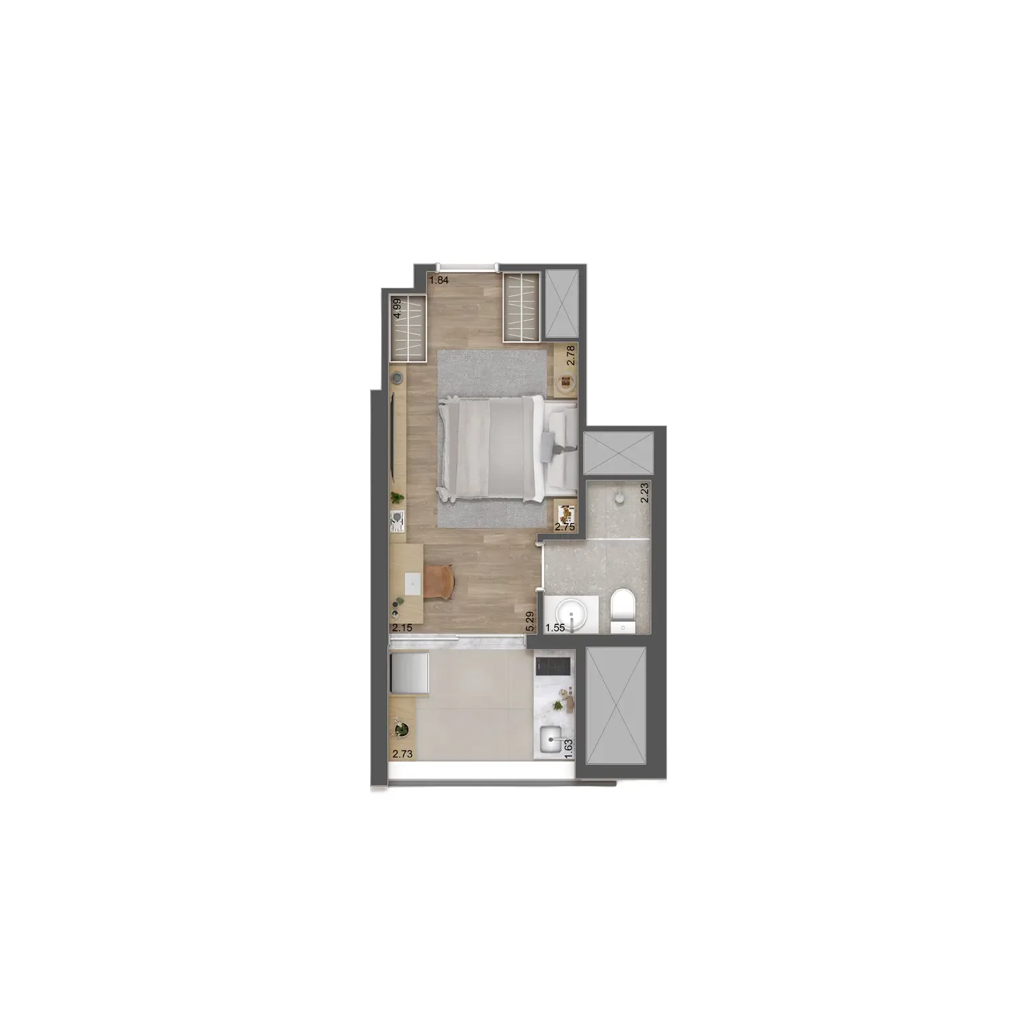 Haus Mitre Jardins, planta de 25 m² com 1 dormitório, curadoria iApartamentos, Jardins