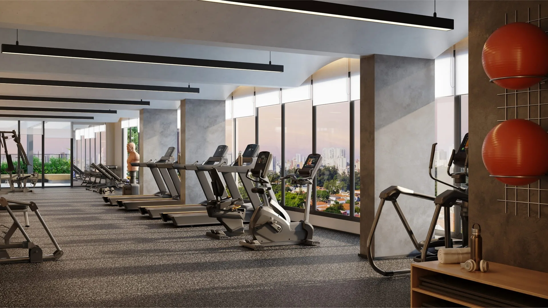 Helbor Collage Bela Vista, fitness com vista, curadoria iApartamentos, Bela Vista