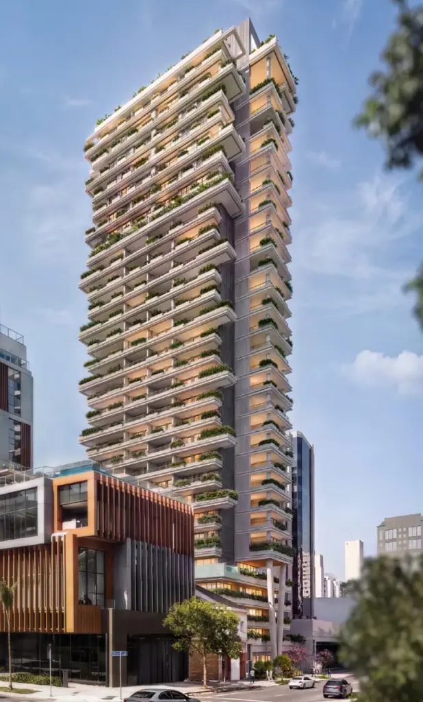 Joah 233, Perspectiva Da Torre Única Com Varandas Ajardinadas Na Rua Joaquim Floriano, Curadoria Iapartamentos, Itaim Bibi