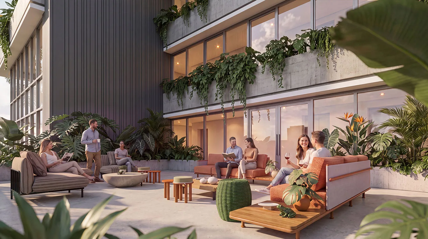 JOAH 233, terraço de convivência ajardinado, curadoria iApartamentos, Itaim Bibi