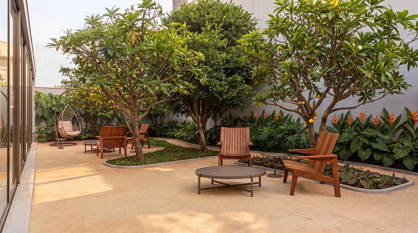 JOAH 233, jardim arborizado com frutíferas no térreo, curadoria iApartamentos, Itaim Bibi