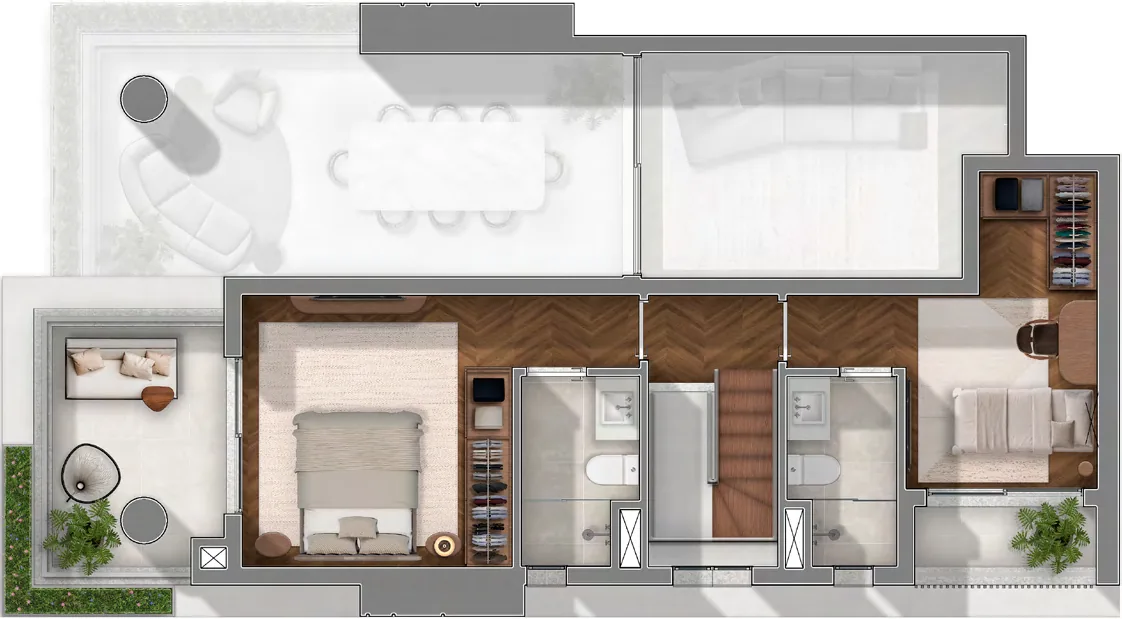 JOAH 233, planta duplex final 01 de 150 m² com 3 suítes, pavimento superior, curadoria iApartamentos, Itaim Bibi