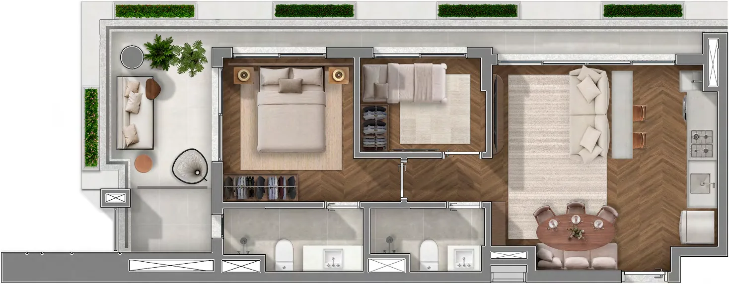 JOAH 233, planta final 02 de 74 m² com 2 dormitórios, curadoria iApartamentos, Itaim Bibi