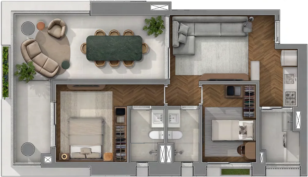 JOAH 233, planta final 01 de 91 m² com 2 dormitórios, curadoria iApartamentos, Itaim Bibi