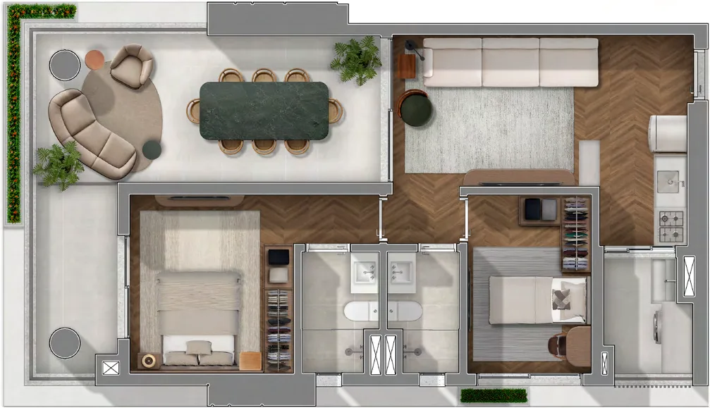 JOAH 233, planta final 01 de 94 m² com 2 dormitórios, curadoria iApartamentos, Itaim Bibi