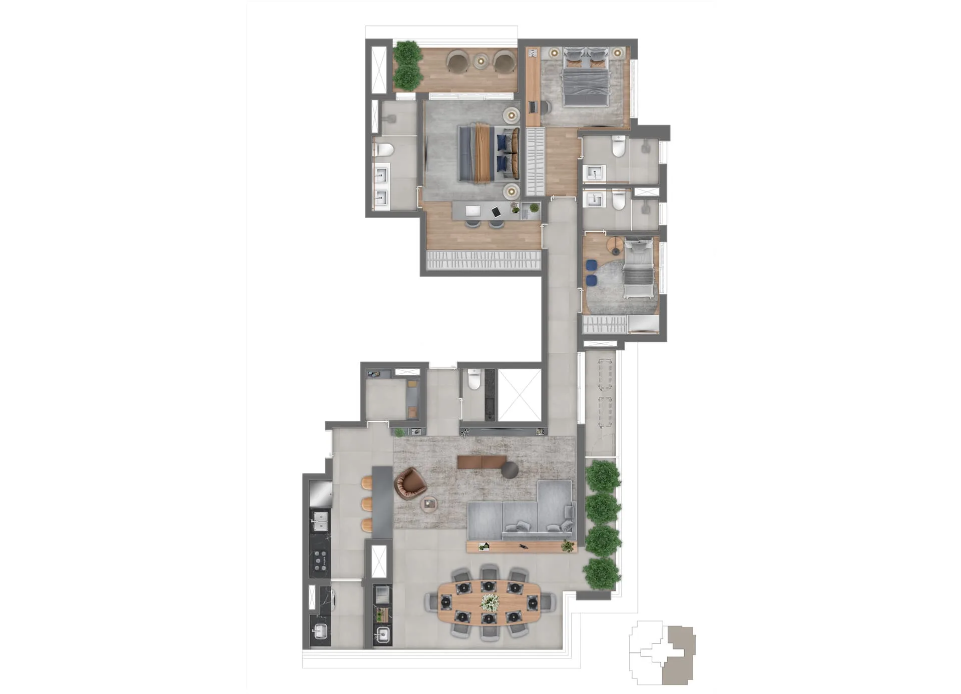 LED Vila Madalena, planta opção de 148 m² com suíte master ampliada, curadoria iApartamentos, Vila Madalena