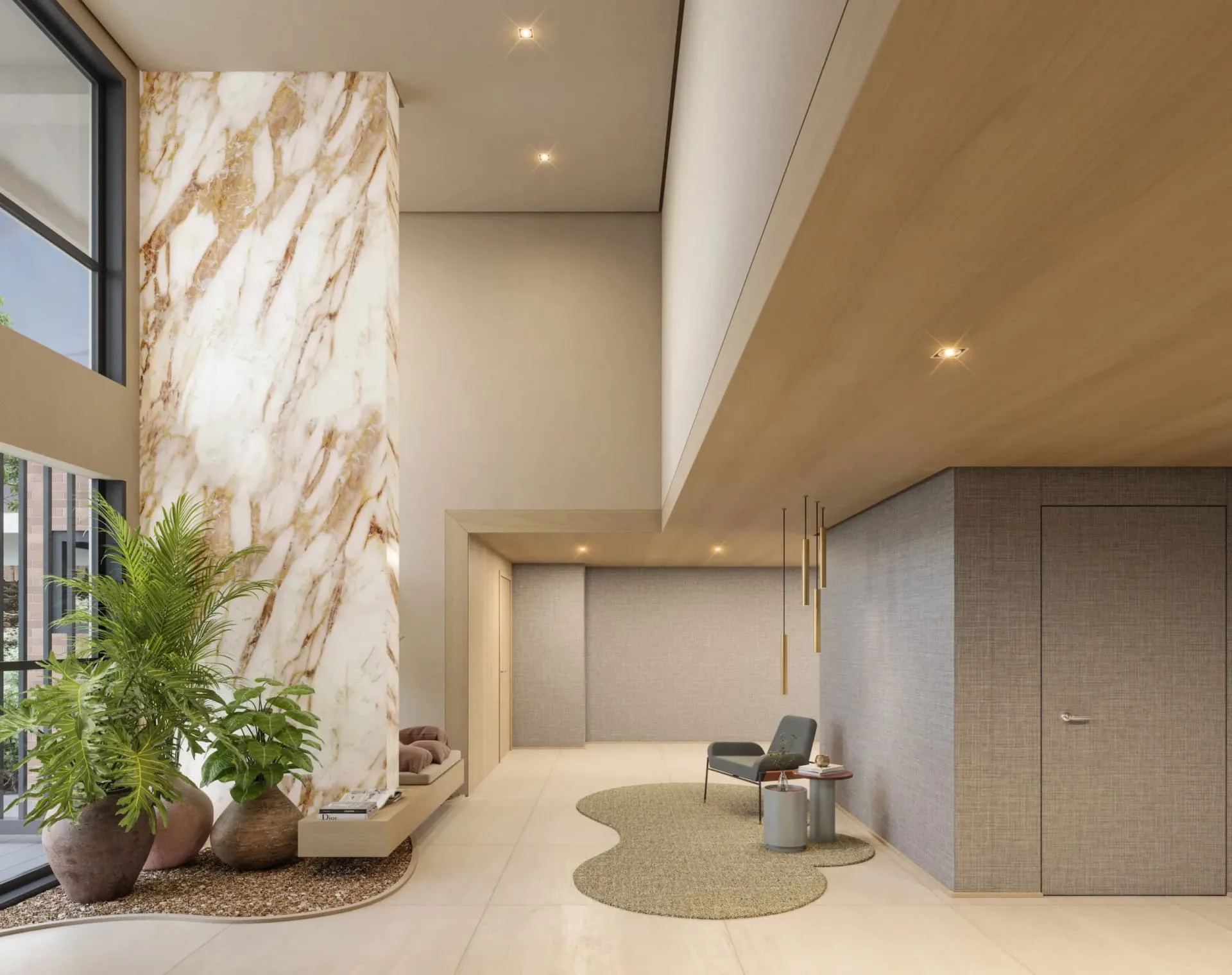 LED Vila Madalena, lobby com pé-direito duplo, curadoria iApartamentos, Vila Madalena