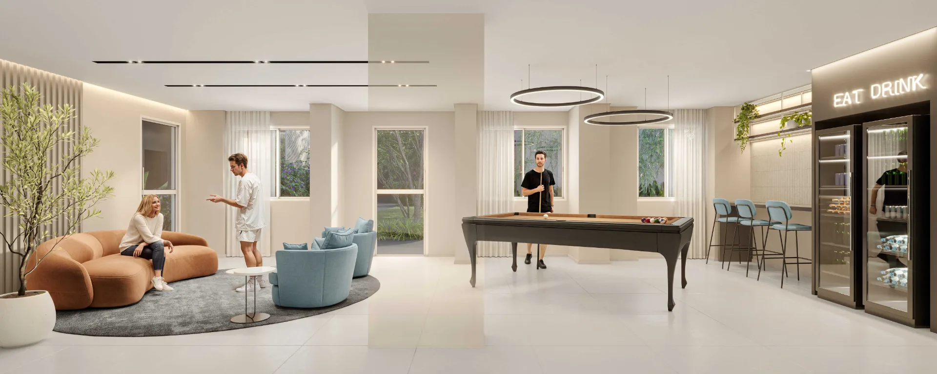 Living Full Eldorado, lobby da Torre 1, curadoria iApartamentos, Pinheiros