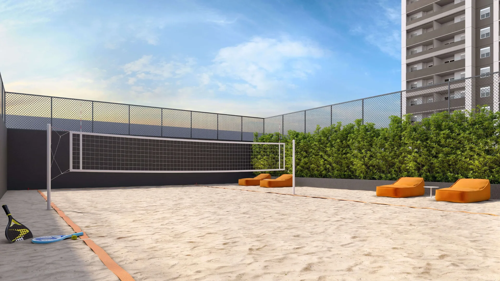 Living Full Estaiada, quadra de beach tennis, curadoria iApartamentos, Brooklin