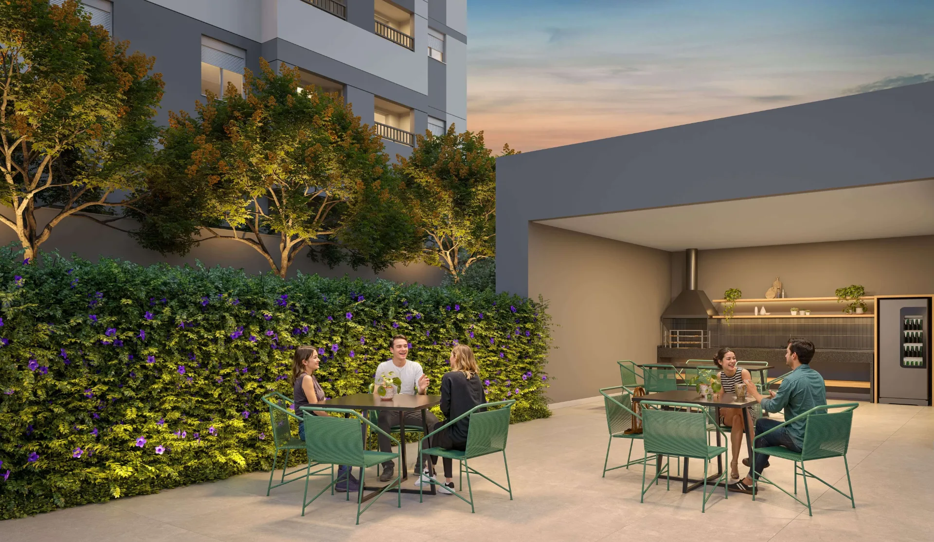 Living Full Paulista, lounge BBQ com churrasqueira, curadoria iApartamentos, Aclimação