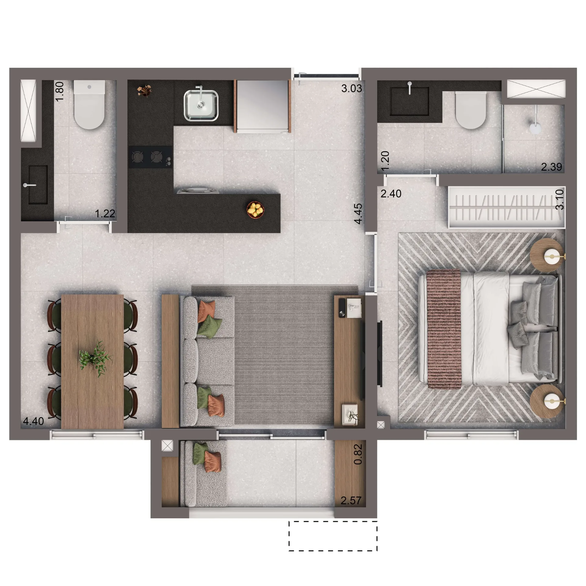 Living Full Paulista, planta opção de 36 m² com 1 dormitório, curadoria iApartamentos, Aclimação