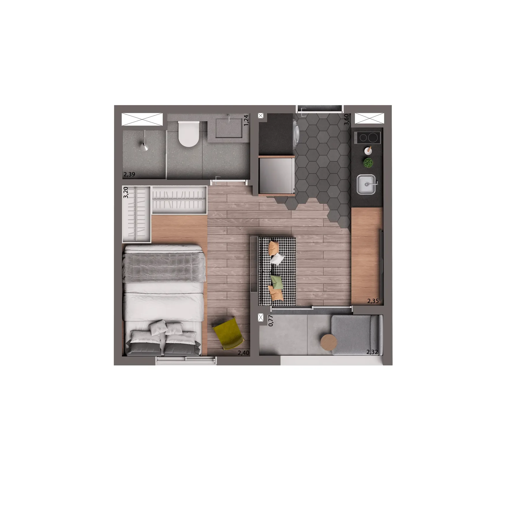 Living Full Pinheiros, planta opção de 24 m² com 1 dormitório integrado, curadoria iApartamentos, Pinheiros