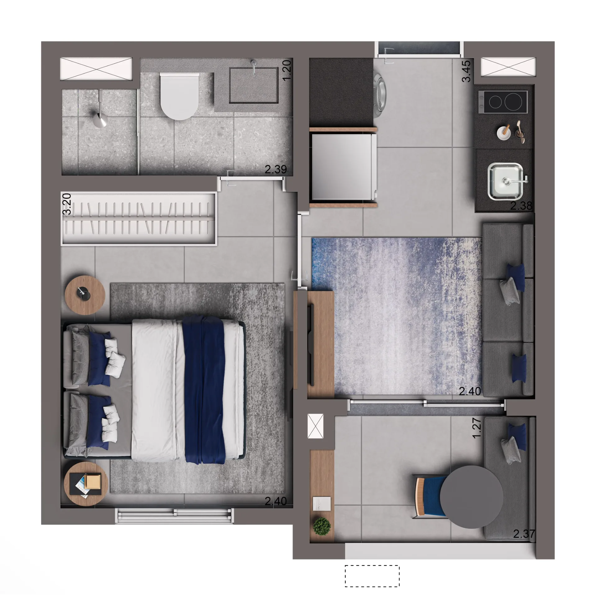 Living Full Vila Olímpia, planta opção de 25 m² com 1 dormitório, curadoria iApartamentos, Vila Olímpia