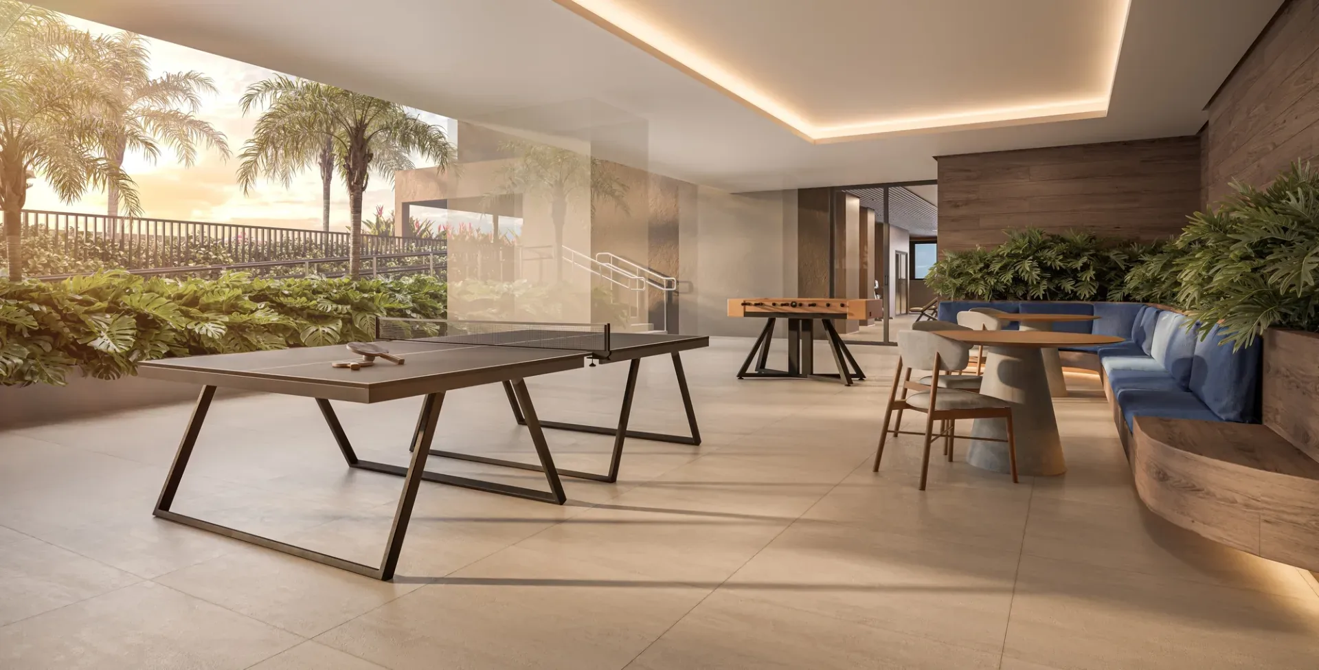 Platinum Tatuapé By Diálogo, espaço jogos com mesa de ping-pong e pebolim, curadoria iApartamentos, Tatuapé