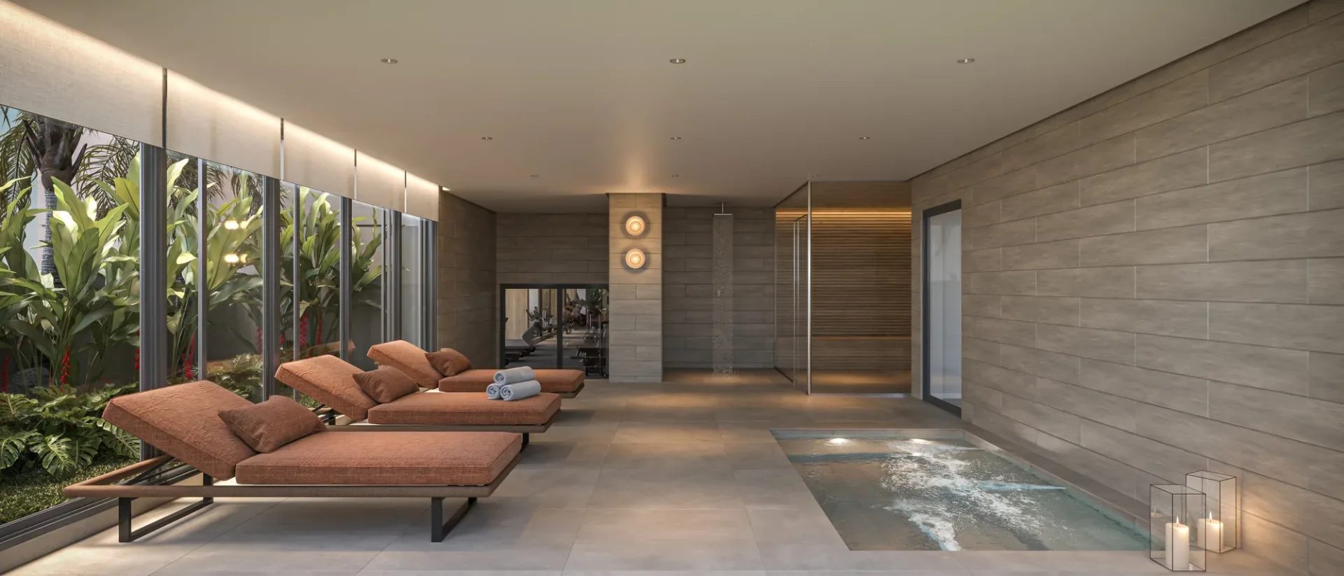 Platinum Tatuapé By Diálogo, área de bem-estar com espreguiçadeiras, sauna e piscina de hidromassagem, curadoria iApartamentos, Tatuapé