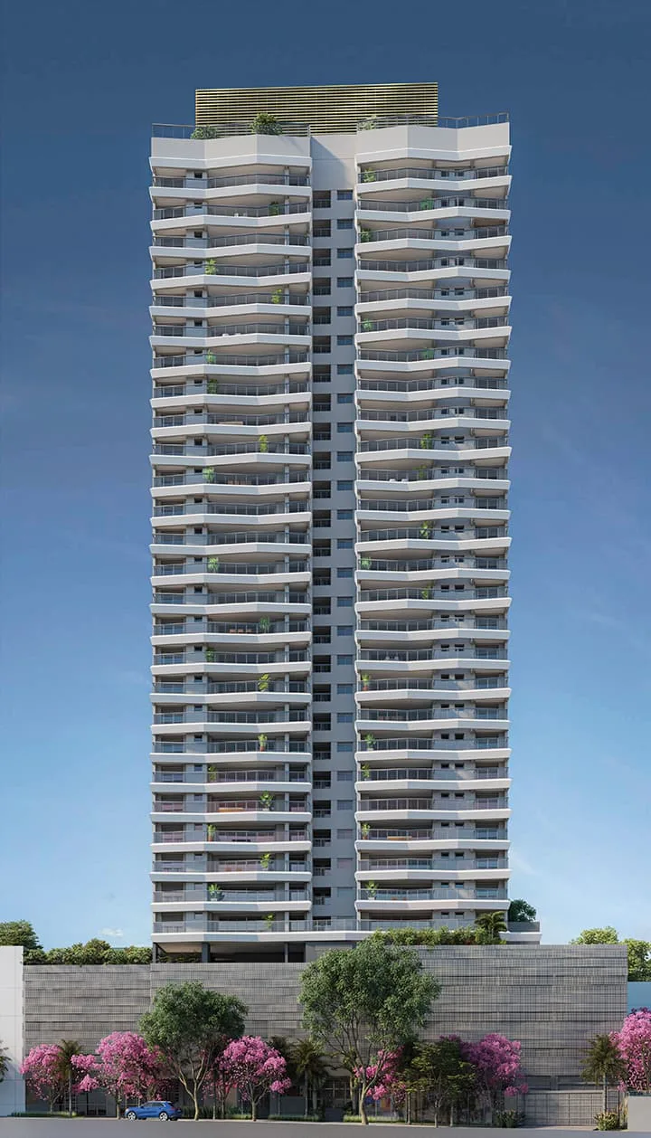 Signature by Ott, fachada da torre, curadoria iApartamentos, Aclimação