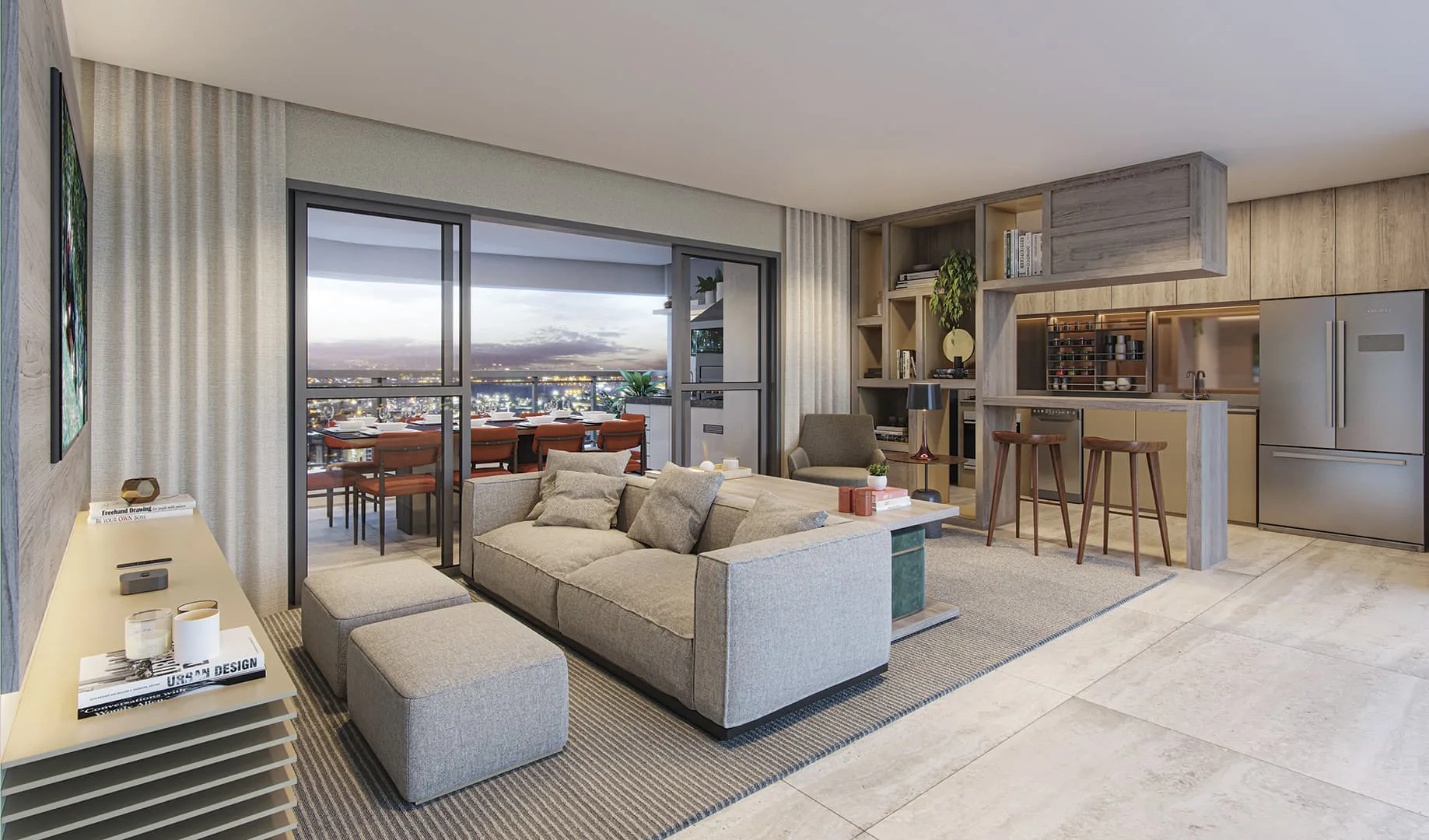 Signature by Ott, living do apartamento de 120 m², curadoria iApartamentos, Aclimação