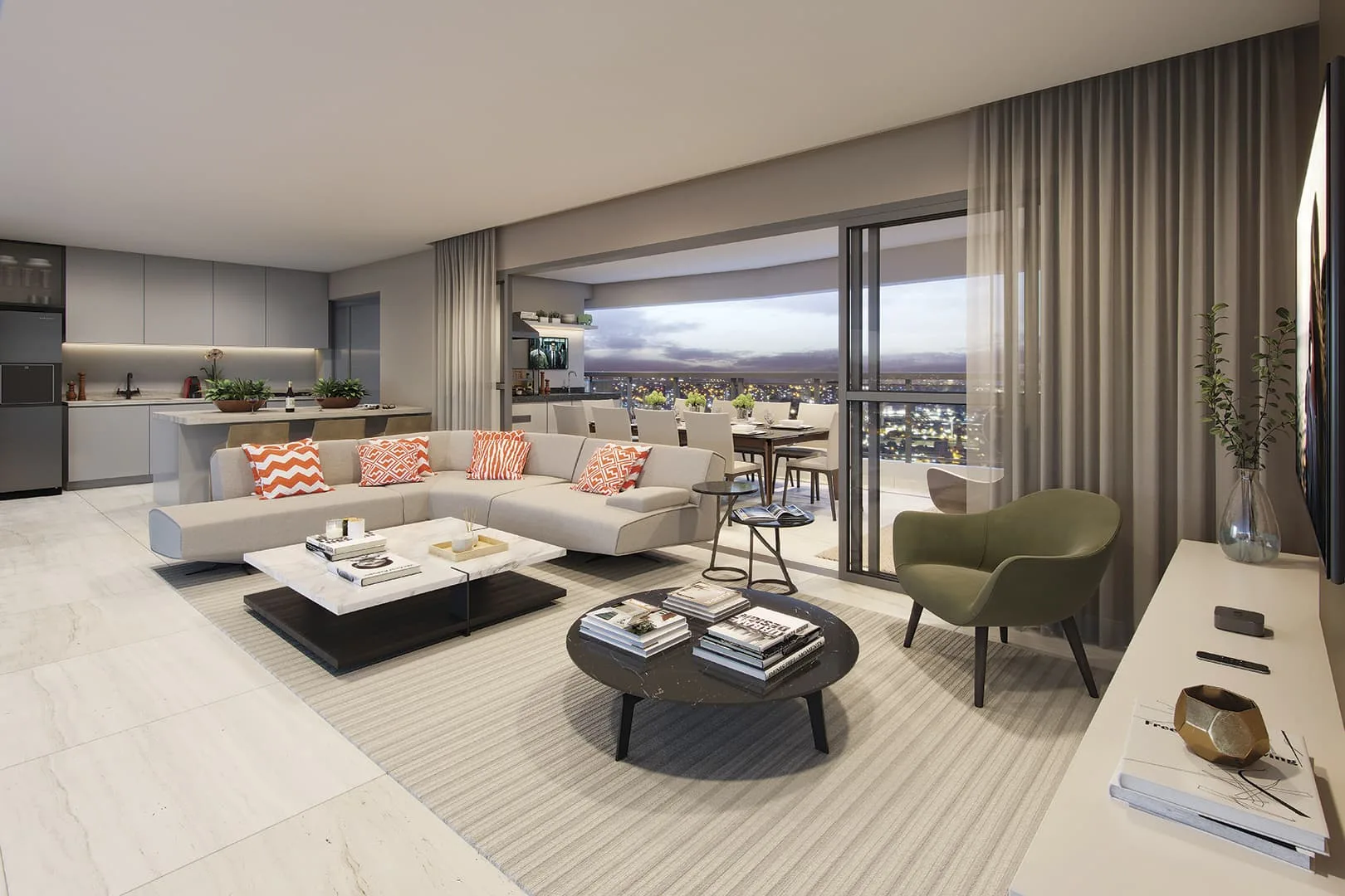 Signature by Ott, living do apartamento de 144 m², curadoria iApartamentos, Aclimação