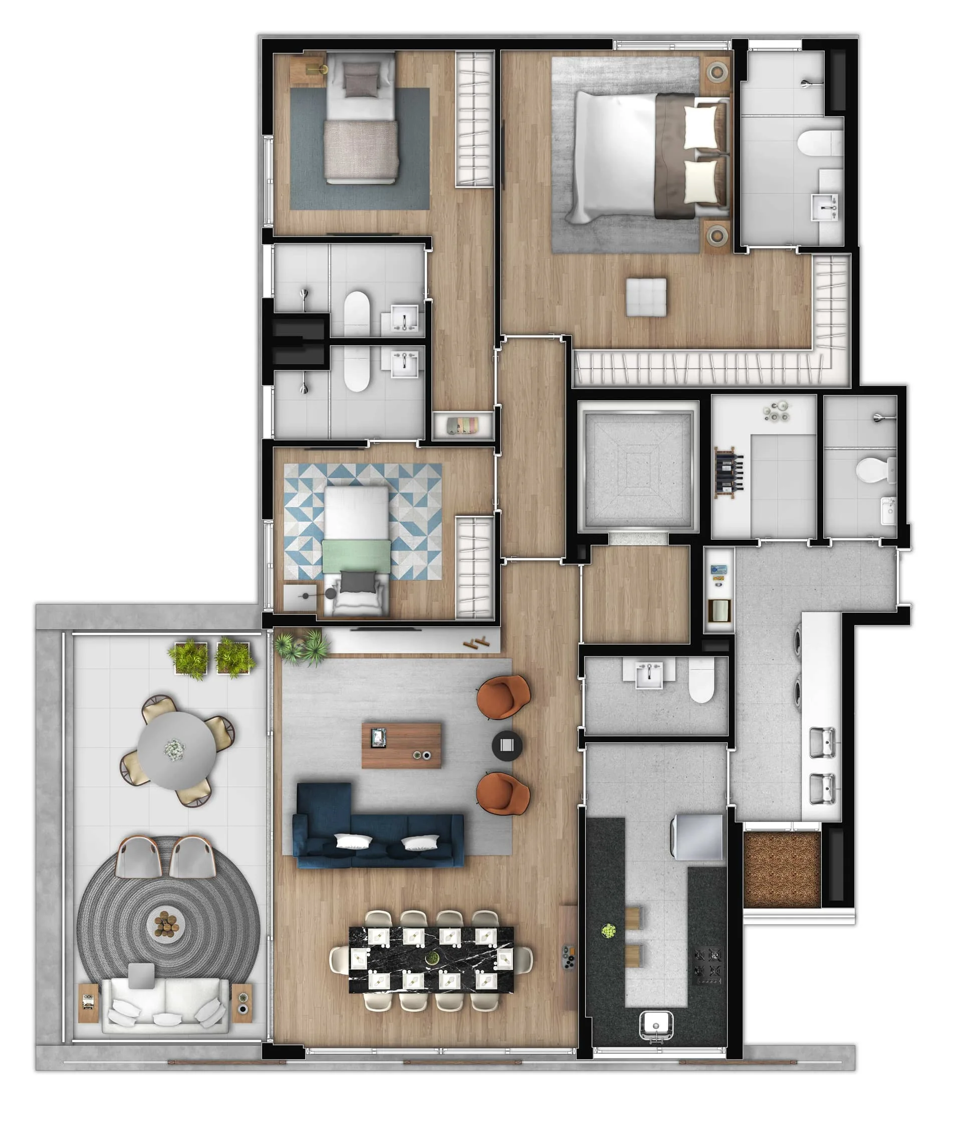 Simmetria Campo Belo, planta de 157 m² com 3 suítes, curadoria iApartamentos, Campo Belo