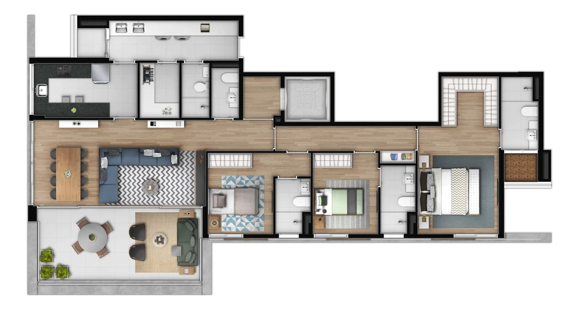 Simmetria Campo Belo, planta de 161 m² com 3 suítes, curadoria iApartamentos, Campo Belo