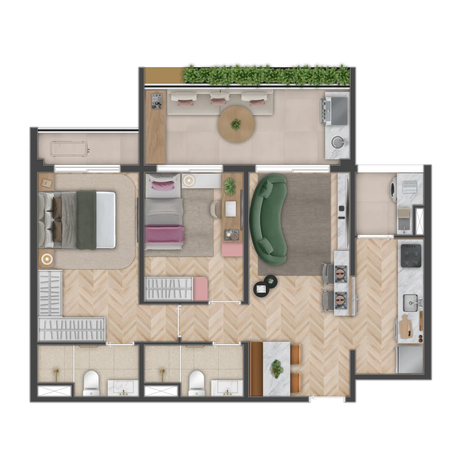 Soneto Casemiro, planta de 69 m² com 2 dormitórios, curadoria iApartamentos, Vila Mariana