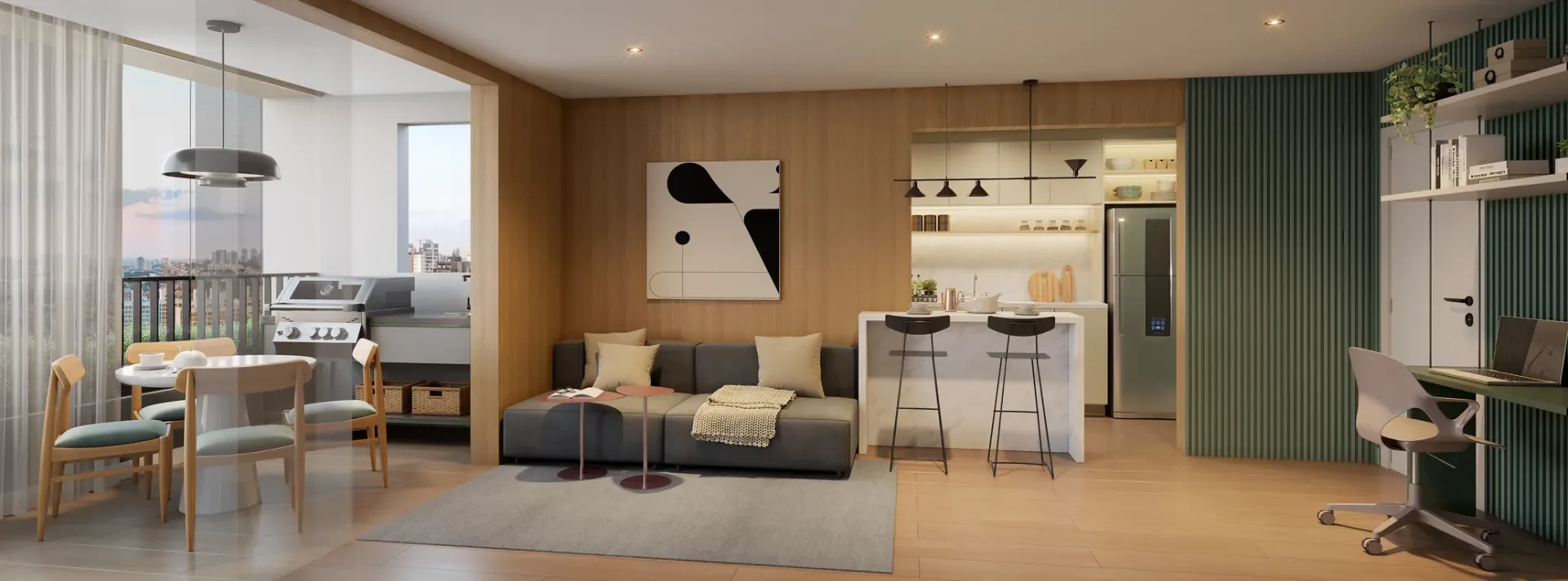 Soneto Casemiro, living ampliado do apartamento de 69 m², curadoria iApartamentos, Vila Mariana