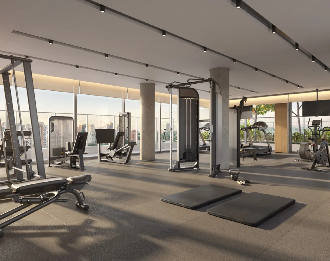Terrare Moema, academia no 27º pavimento com vista para a cidade, curadoria iApartamentos, Moema