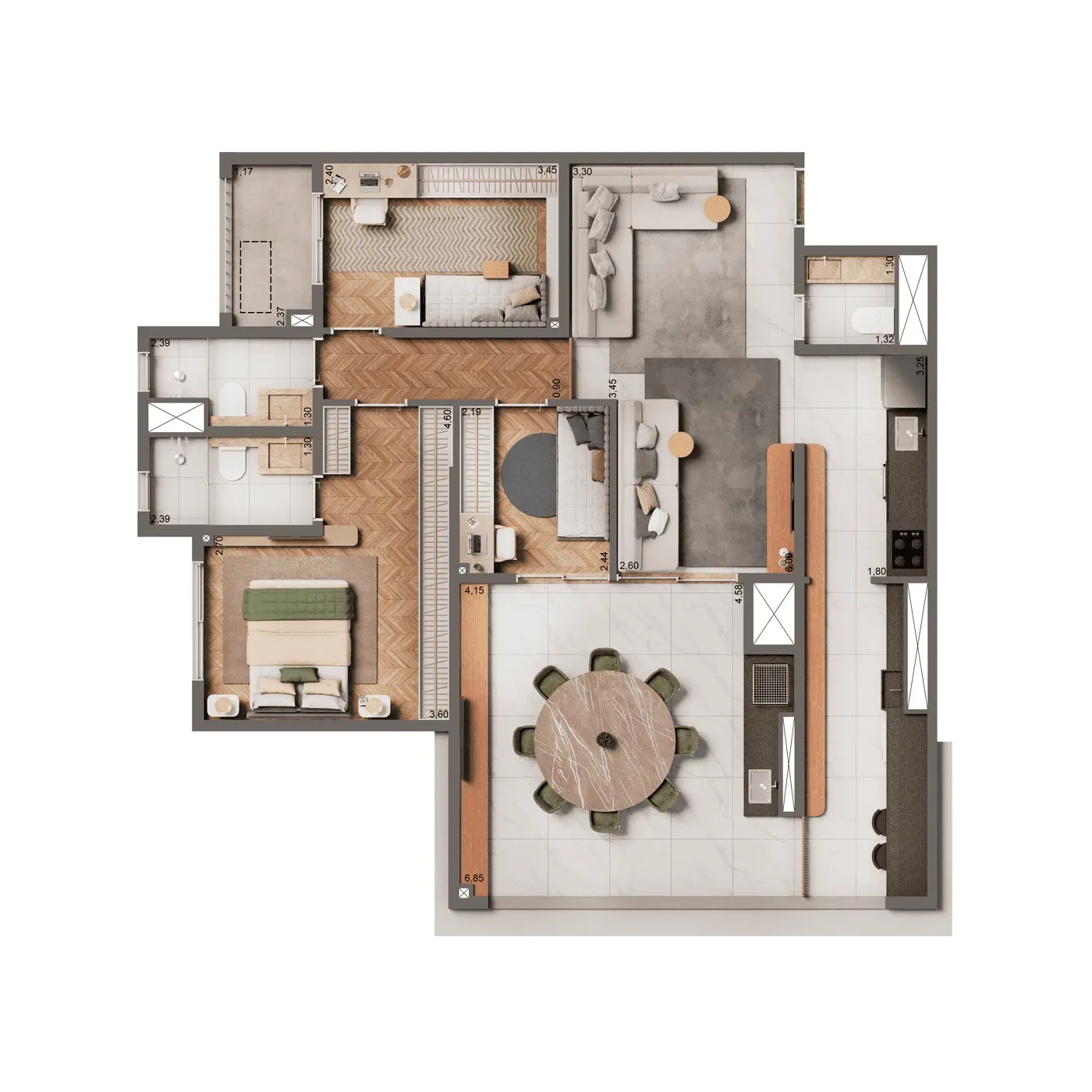 The Edition by Living Vila Mariana, planta de 106 m² com 2 dormitórios, curadoria iApartamentos, Vila Mariana