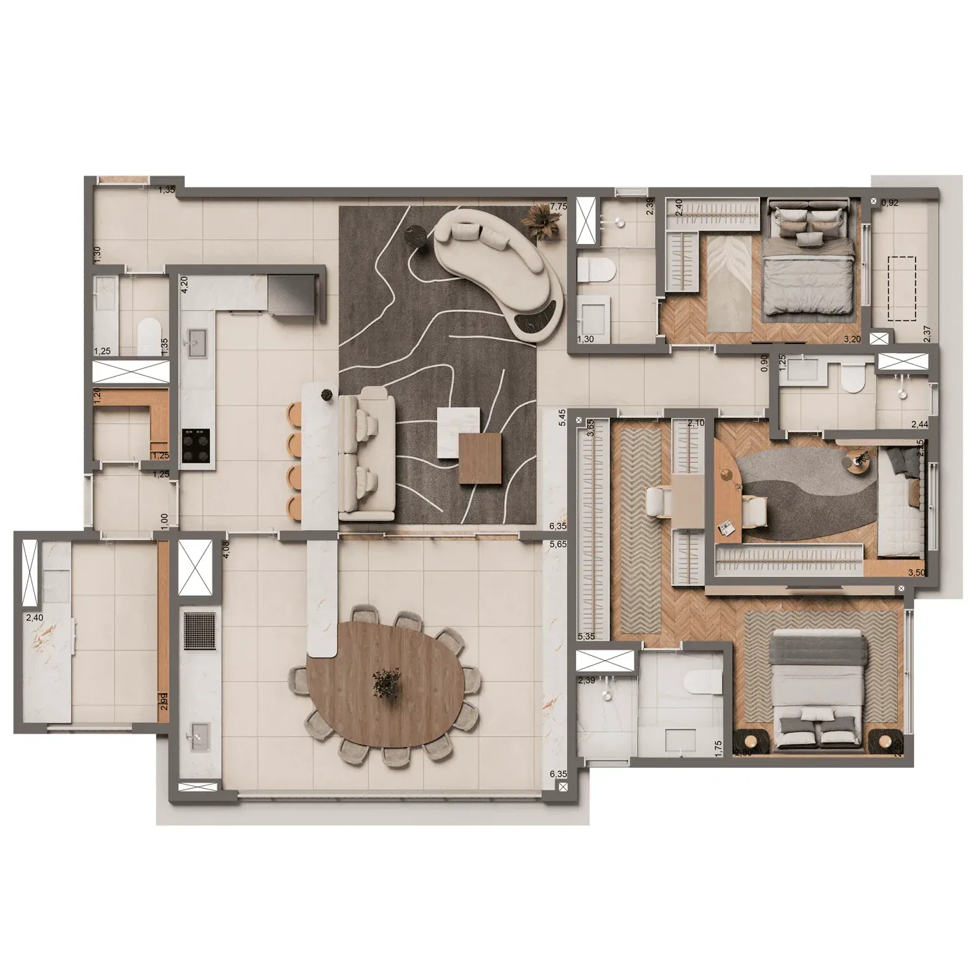 The Edition by Living Vila Mariana, planta padrão de 135 m² com 3 suítes, curadoria iApartamentos, Vila Mariana