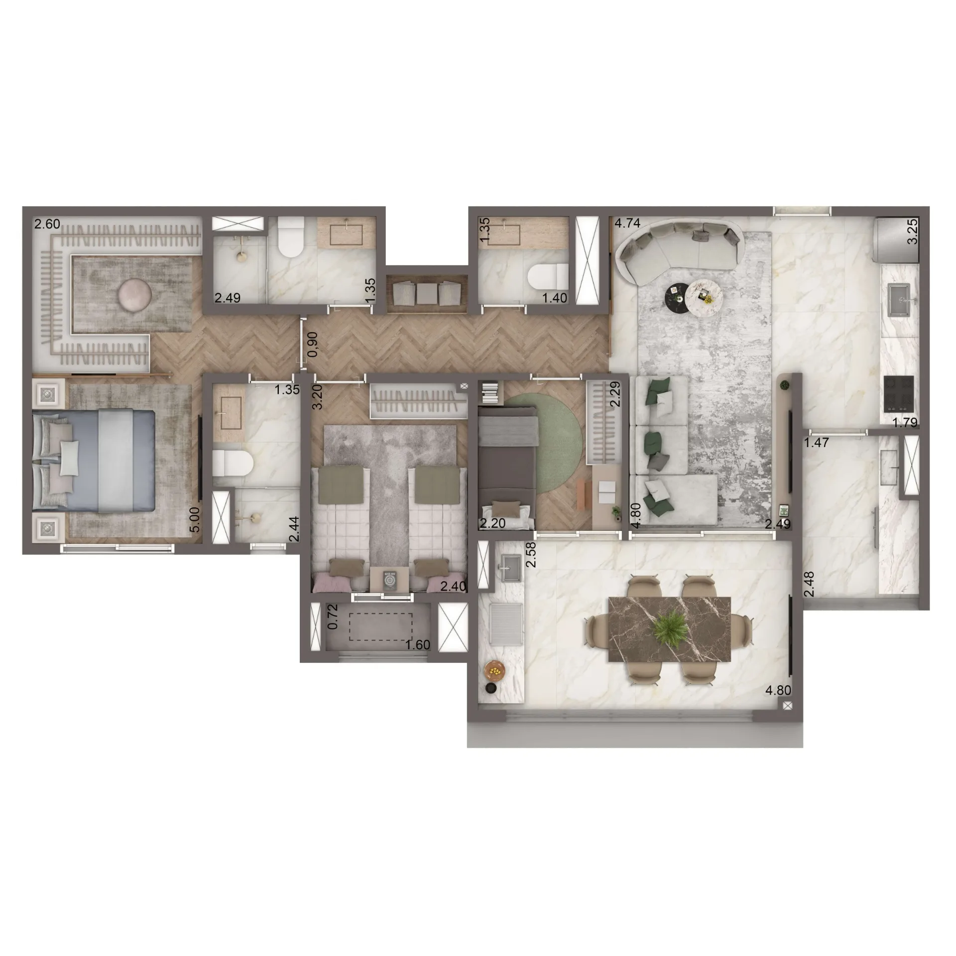 The Residence Brooklin By Living, planta de 88 m² com 3 dormitórios, curadoria iApartamentos, Brooklin