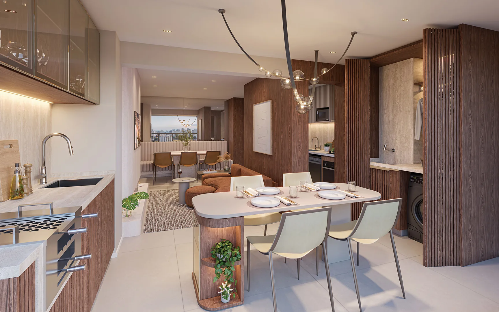 Town Residences by Lindenberg, terraço gourmet do apartamento de 75 m², curadoria iApartamentos, Brooklin