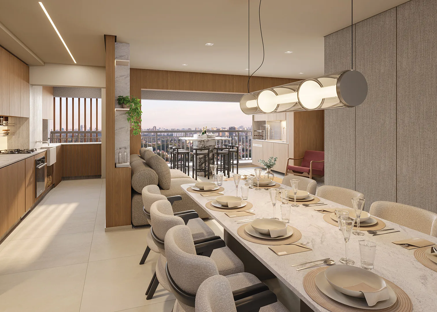 Town Residences by Lindenberg, living integrado da opção de 87 m² com 2 suítes, curadoria iApartamentos, Brooklin