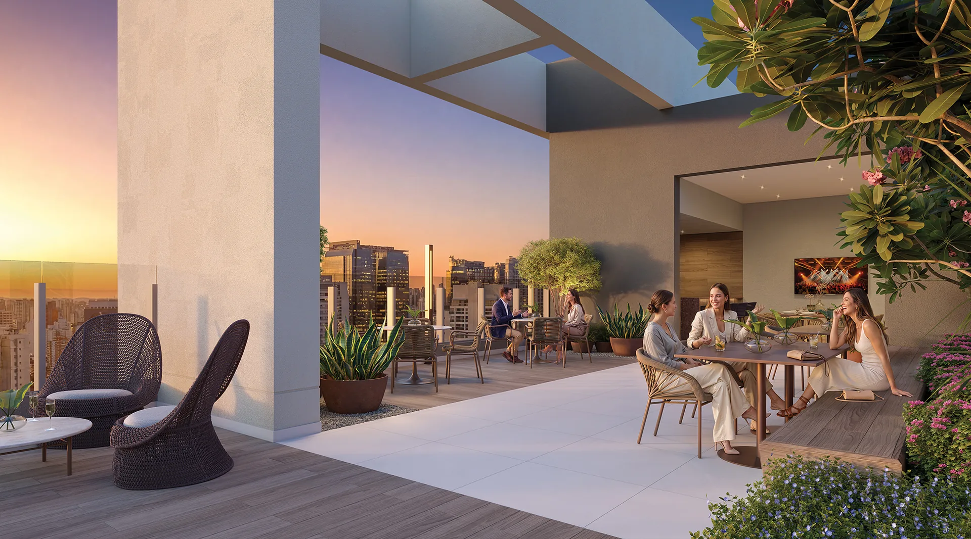 Town Residences by Lindenberg, grill e social no rooftop do 38º pavimento, curadoria iApartamentos, Brooklin