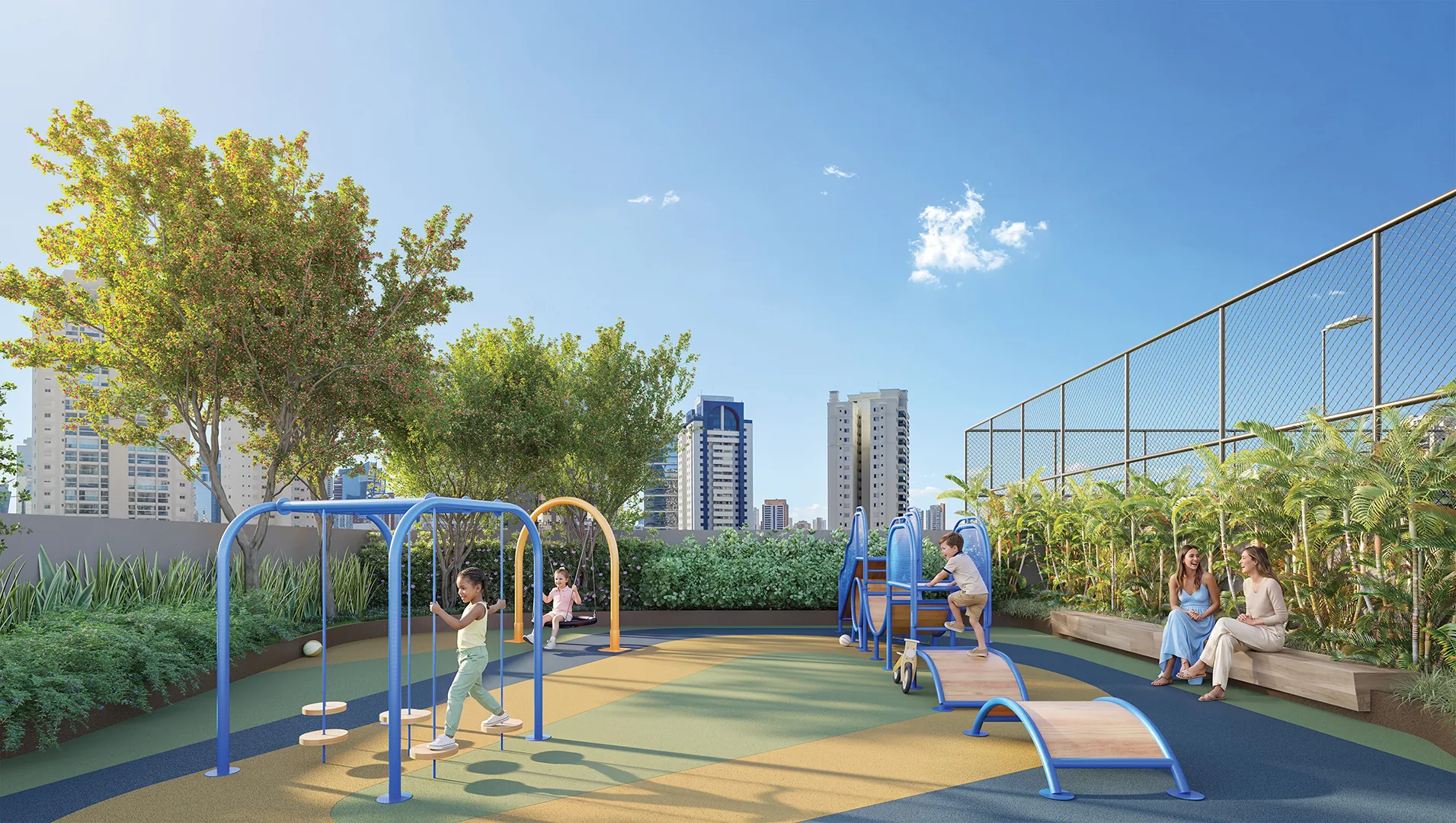 Town Residences by Lindenberg, playground descoberto no 3º pavimento, curadoria iApartamentos, Brooklin