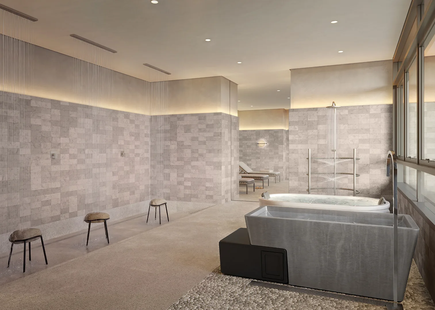 Town Residences by Lindenberg, aqua therapy com banheira de gelo e queda d água, curadoria iApartamentos, Brooklin