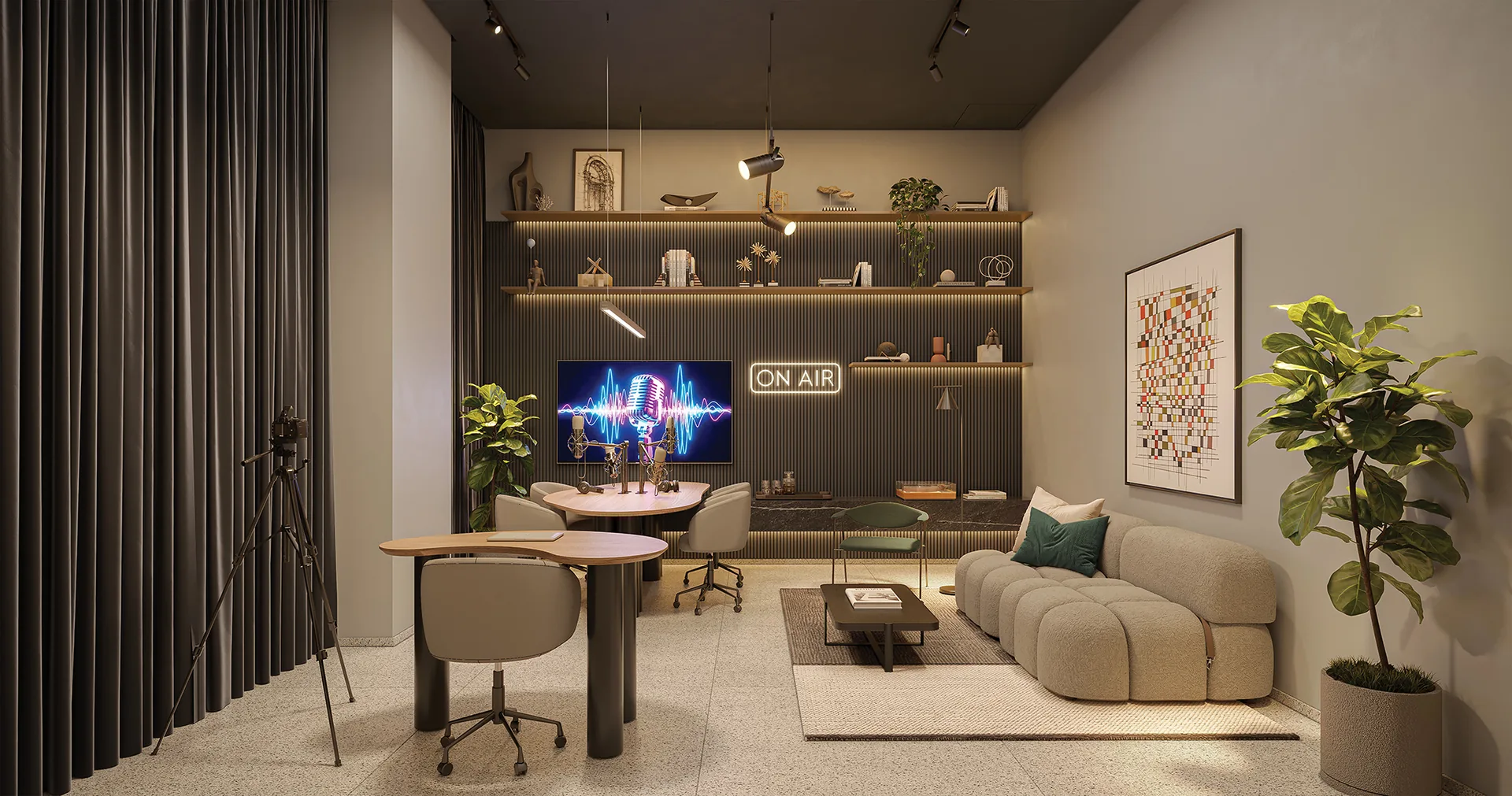 Town Residences by Lindenberg, podcast studio no 3º pavimento, curadoria iApartamentos, Brooklin