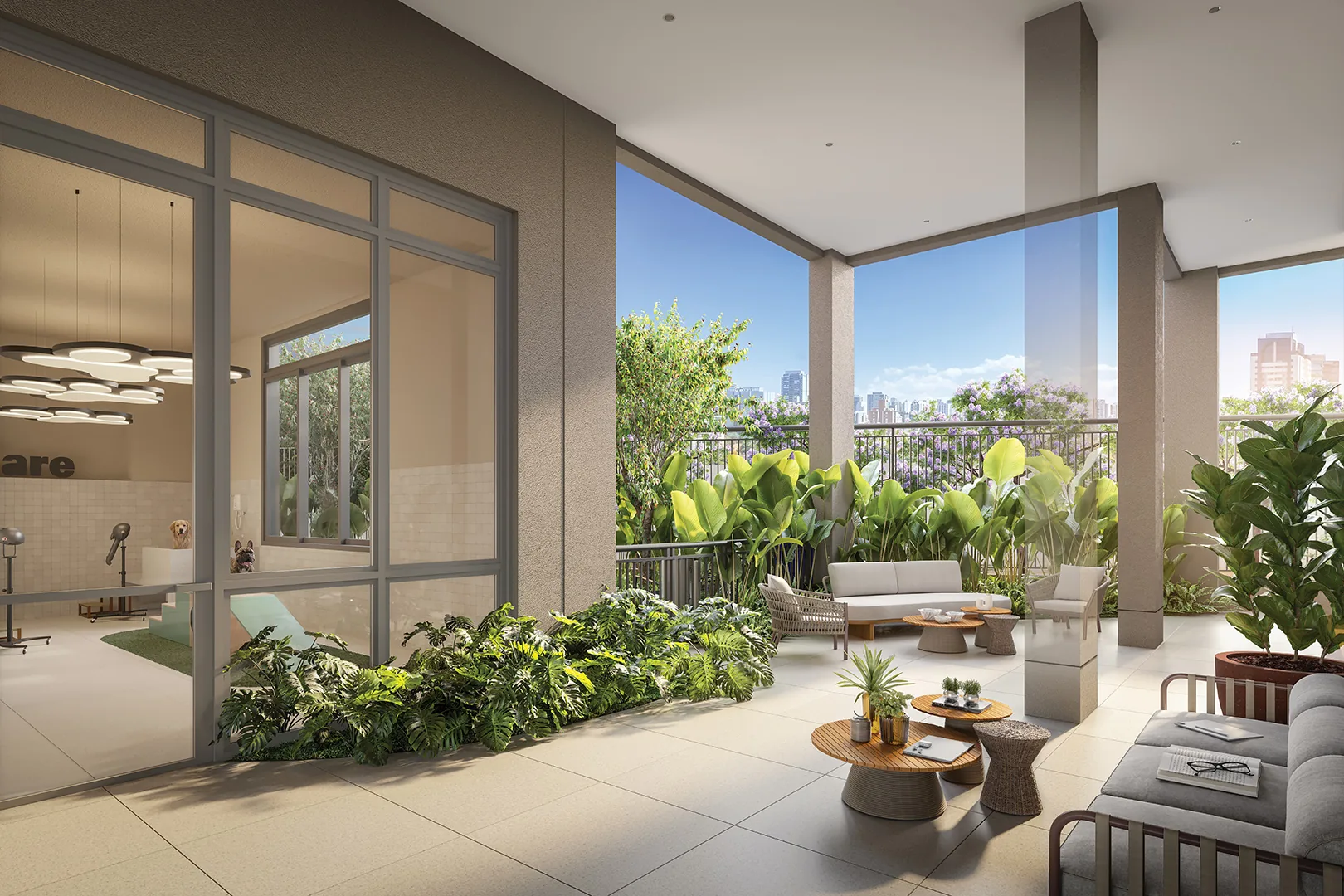 Town Residences by Lindenberg, lounge pet integrado ao jardim, curadoria iApartamentos, Brooklin