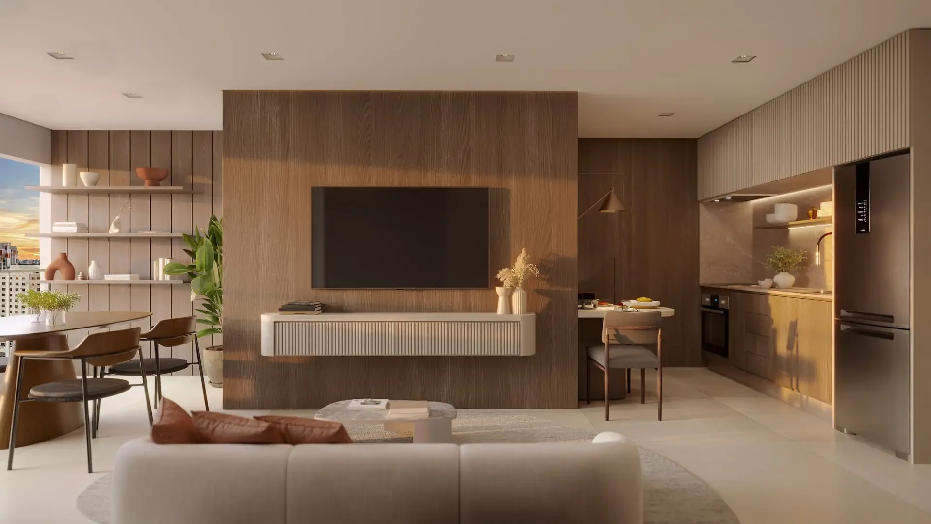 Virtuo Itaim, living do apartamento de 69 m² com 2 suítes, curadoria iApartamentos, Itaim Bibi