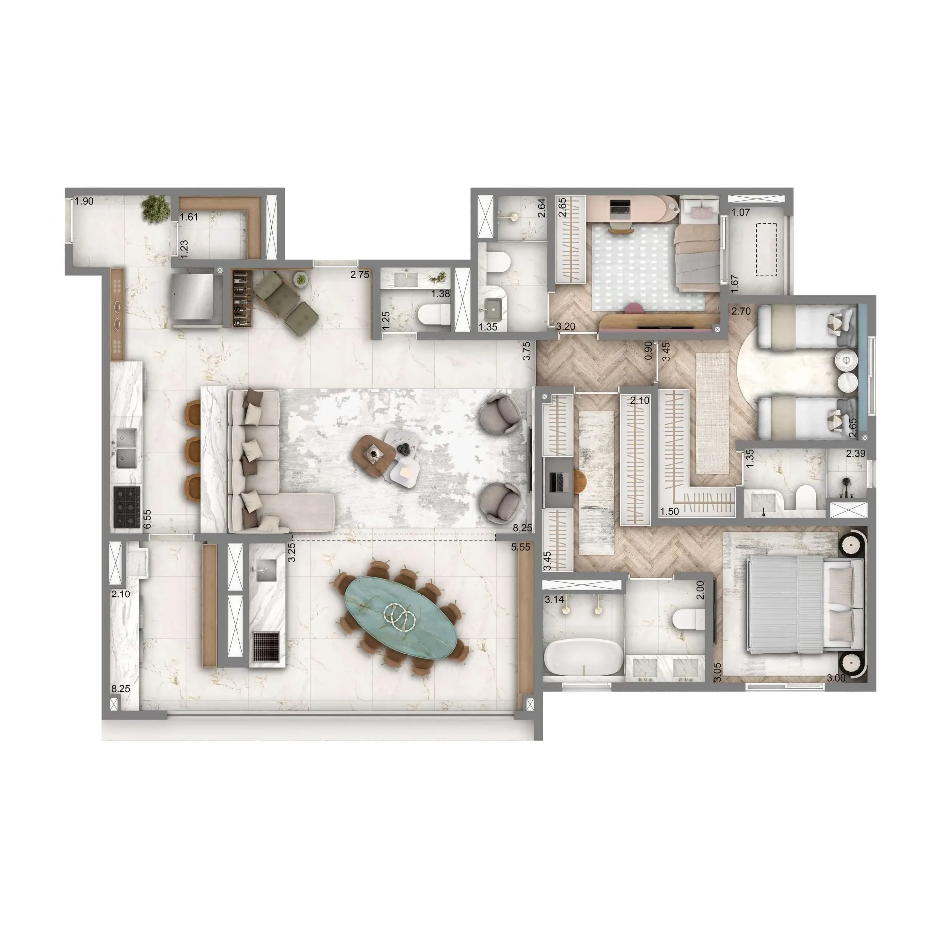 Wellness Chácara Santo Antônio, planta de 140 m² com 3 suítes, curadoria iApartamentos, Chácara Santo Antônio